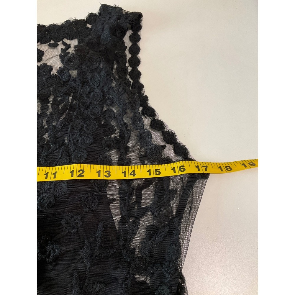 Free People Black Lace Overlay Sheer Tank Mini Dress Dark Romance Western L - Picture 6 of 8